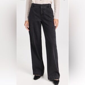 Vince Washed Black Cargo Utility Denim Wide Leg Jean Pants
